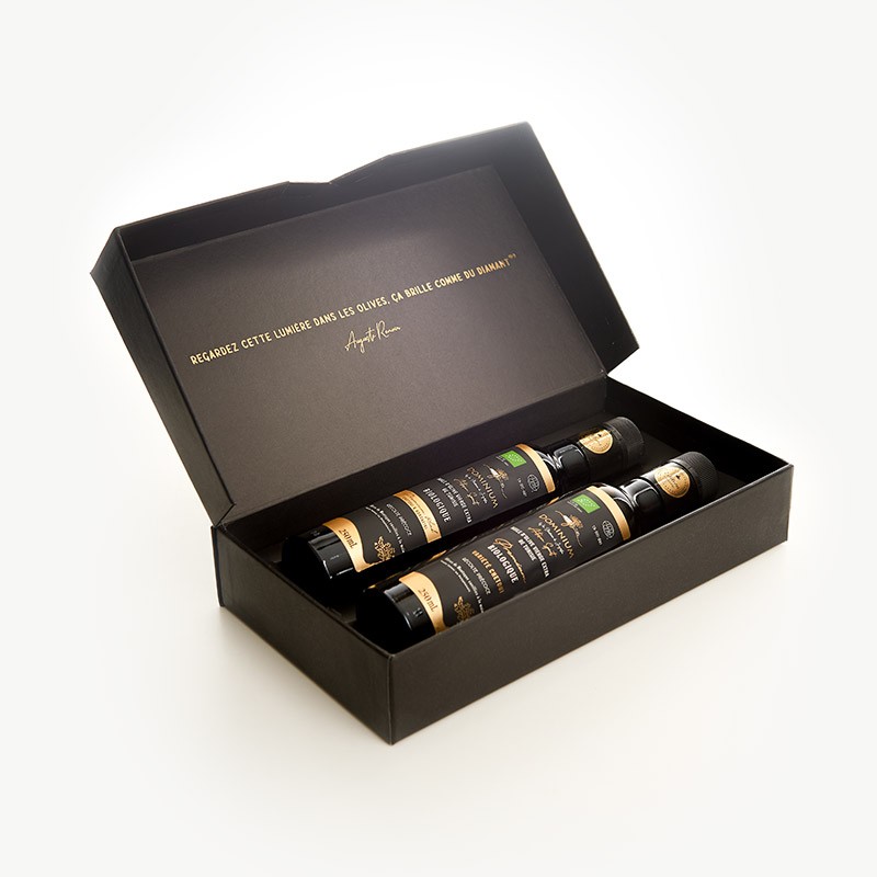 Un Coffret cadeau de dégustation d'huiles d'olives vierge extra unique et  surprise